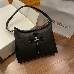 Black Cross Embellished Women's Bag
